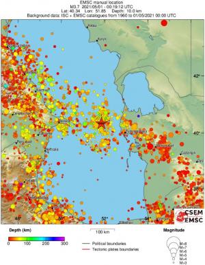 regional depth historical seismicity