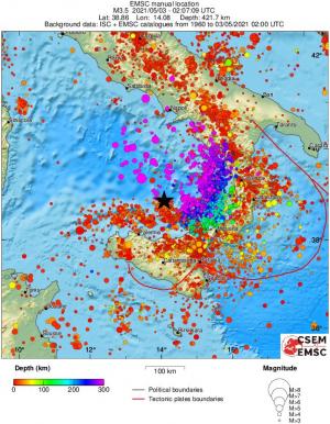 regional depth historical seismicity