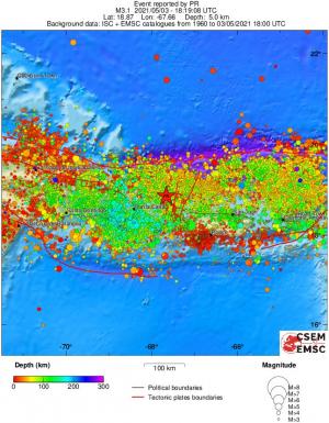 regional depth historical seismicity