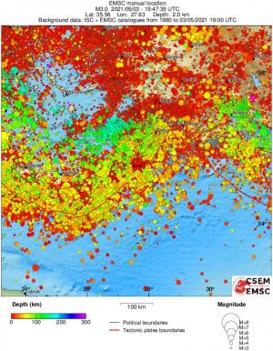 regional depth historical seismicity