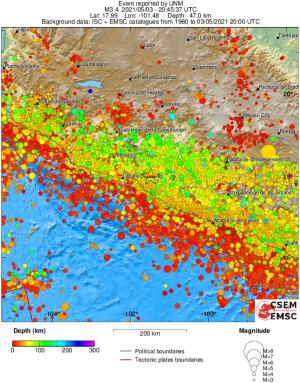 regional depth historical seismicity
