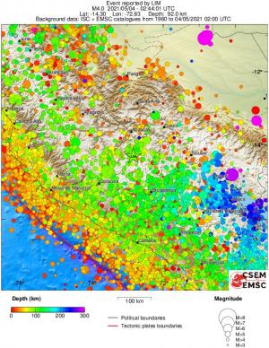 regional depth historical seismicity