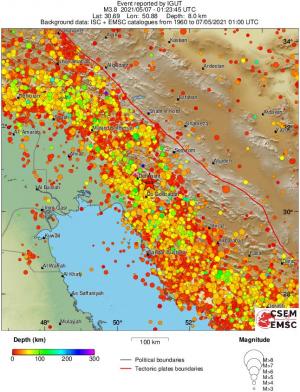 regional depth historical seismicity