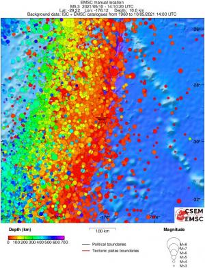 regional depth historical seismicity