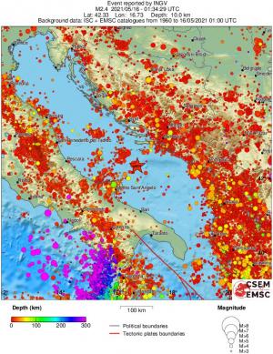 regional depth historical seismicity