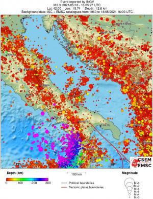 regional depth historical seismicity