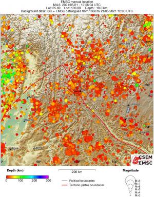 regional depth historical seismicity