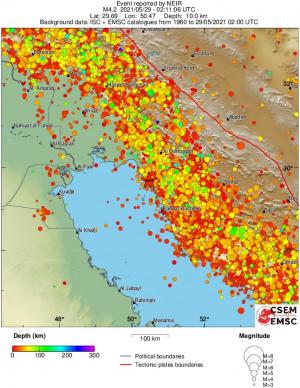 regional depth historical seismicity