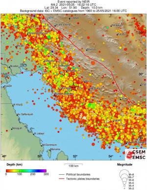 regional depth historical seismicity