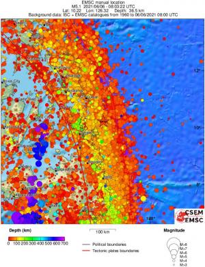regional depth historical seismicity