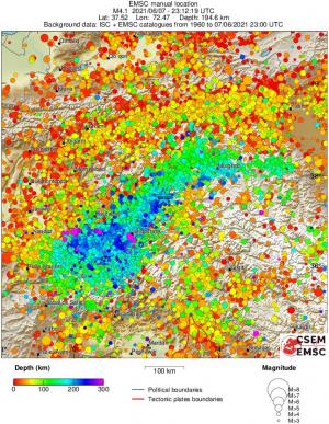 regional depth historical seismicity