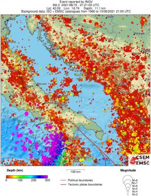 regional depth historical seismicity