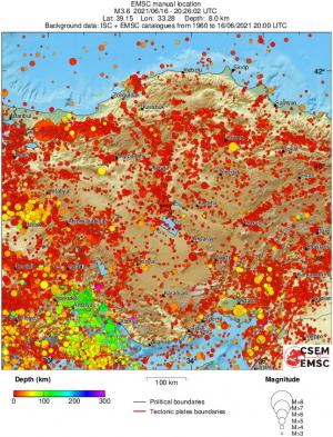 regional depth historical seismicity
